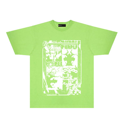 Purple Graffiti Maze Graphic T-Shirt Short Sleeve Casual Streetwear Tee PUR153