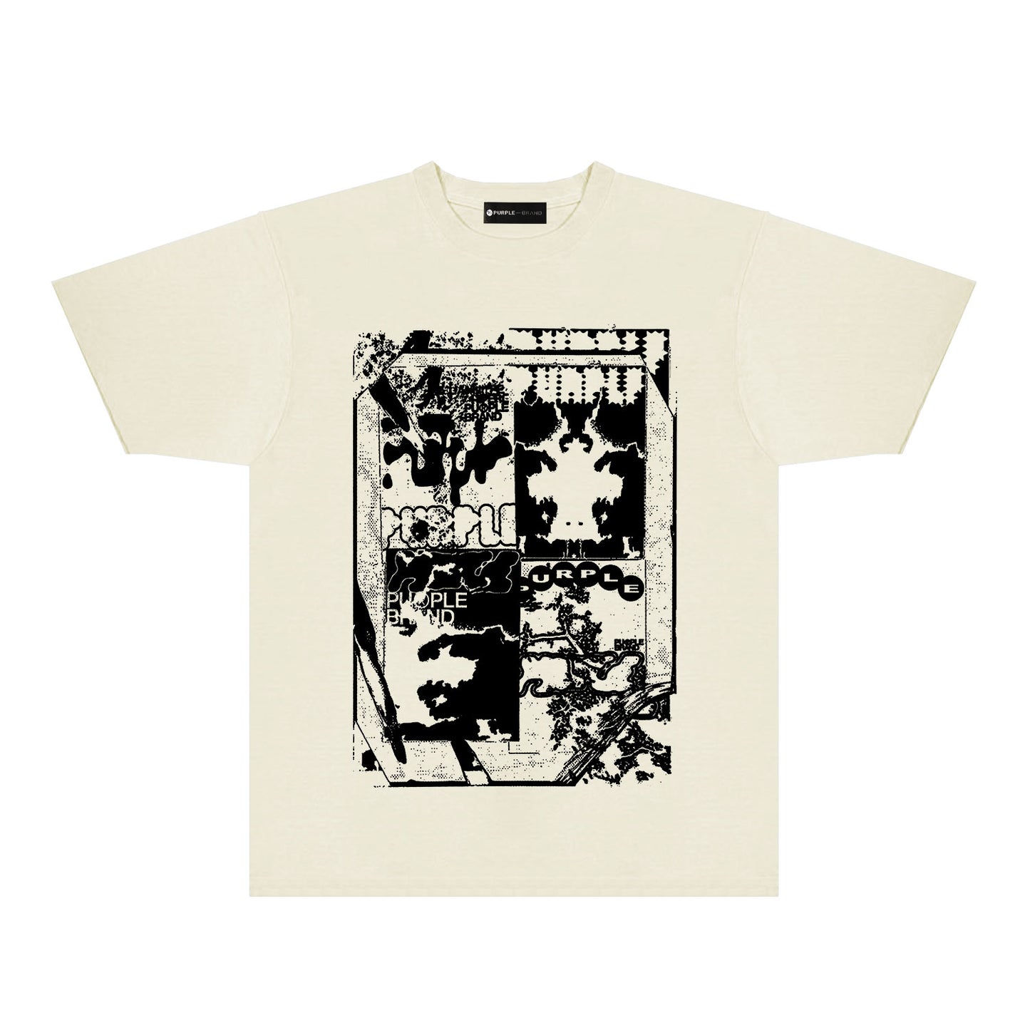 Purple Graffiti Maze Graphic T-Shirt Short Sleeve Casual Streetwear Tee PUR153