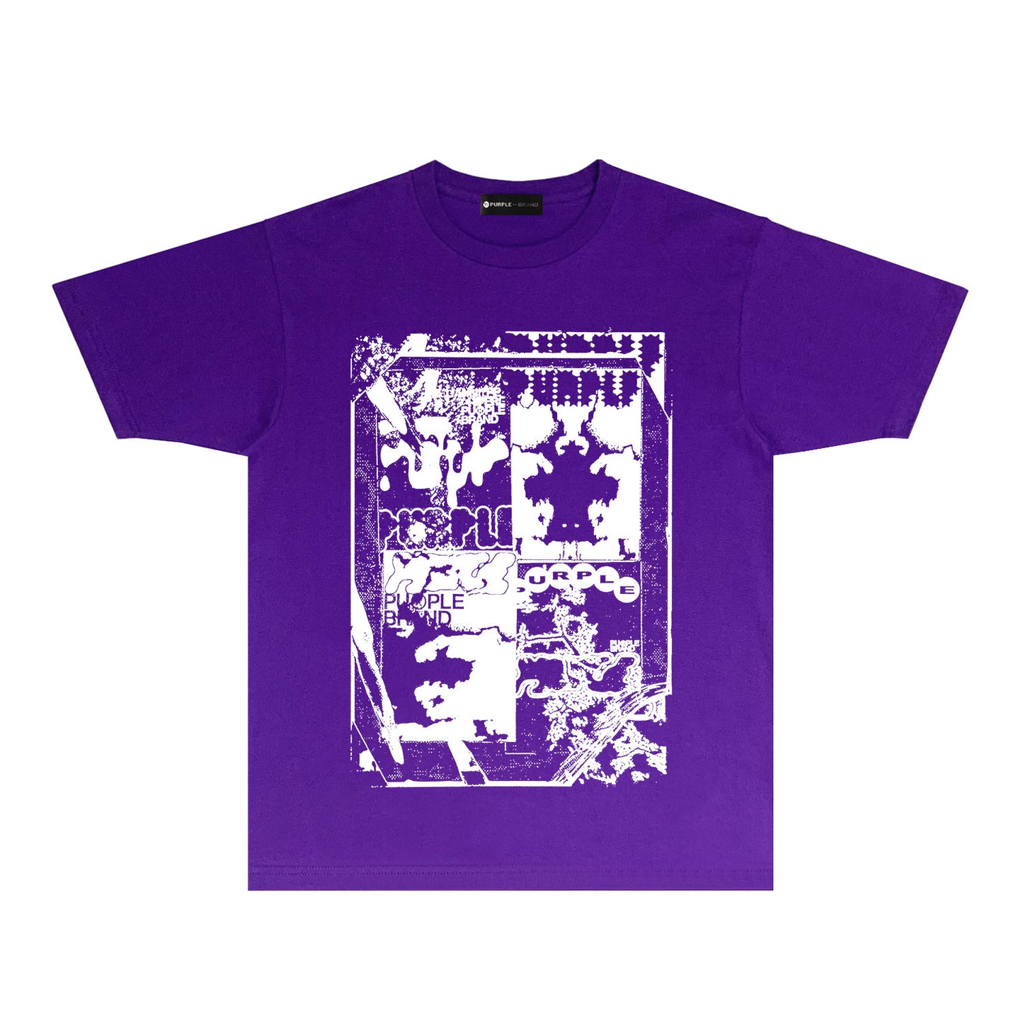 Purple Graffiti Maze Graphic T-Shirt Short Sleeve Casual Streetwear Tee PUR153