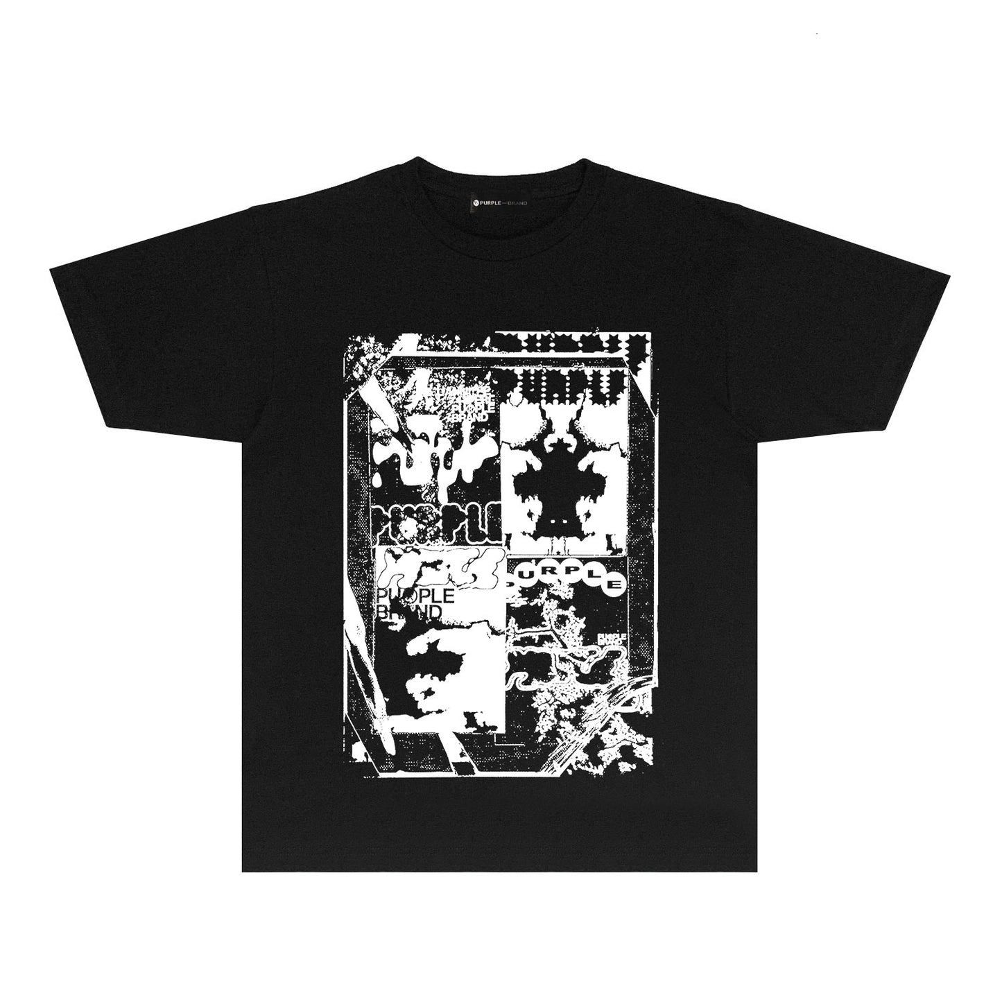 Purple Graffiti Maze Graphic T-Shirt Short Sleeve Casual Streetwear Tee PUR153
