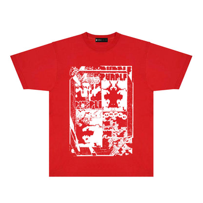 Purple Graffiti Maze Graphic T-Shirt Short Sleeve Casual Streetwear Tee PUR153