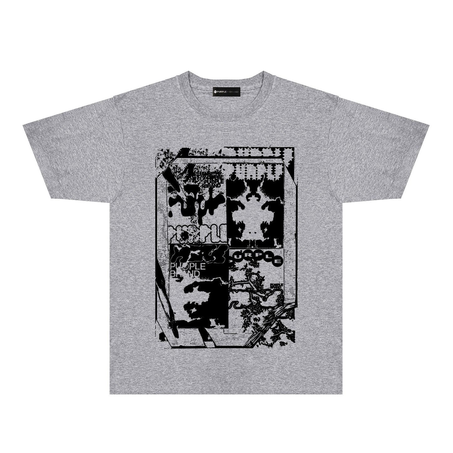 Purple Graffiti Maze Graphic T-Shirt Short Sleeve Casual Streetwear Tee PUR153