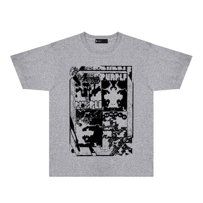 Purple Graffiti Maze Graphic T-Shirt Short Sleeve Casual Streetwear Tee PUR153