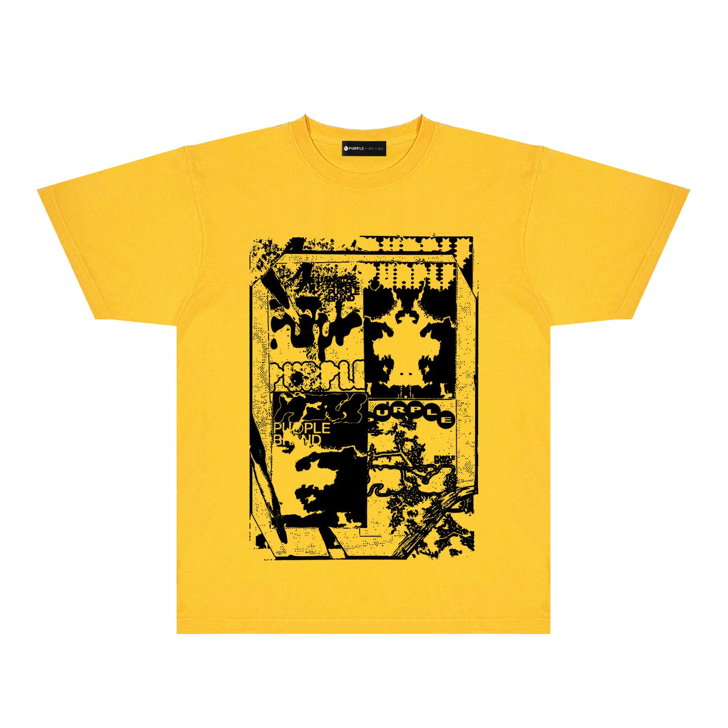Purple Graffiti Maze Graphic T-Shirt Short Sleeve Casual Streetwear Tee PUR153
