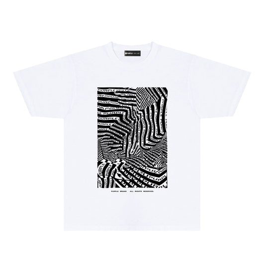 Purple Graffiti Maze Graphic T-Shirt Short Sleeve Casual Streetwear Tee PUR155
