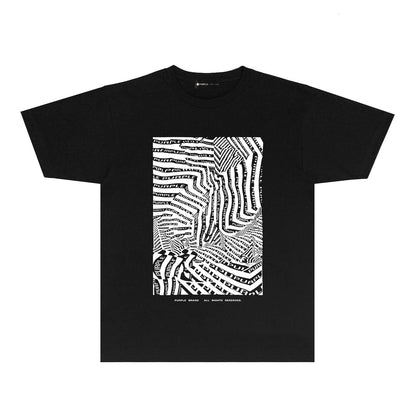 Purple Graffiti Maze Graphic T-Shirt Short Sleeve Casual Streetwear Tee PUR155
