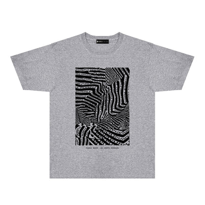 Purple Graffiti Maze Graphic T-Shirt Short Sleeve Casual Streetwear Tee PUR155