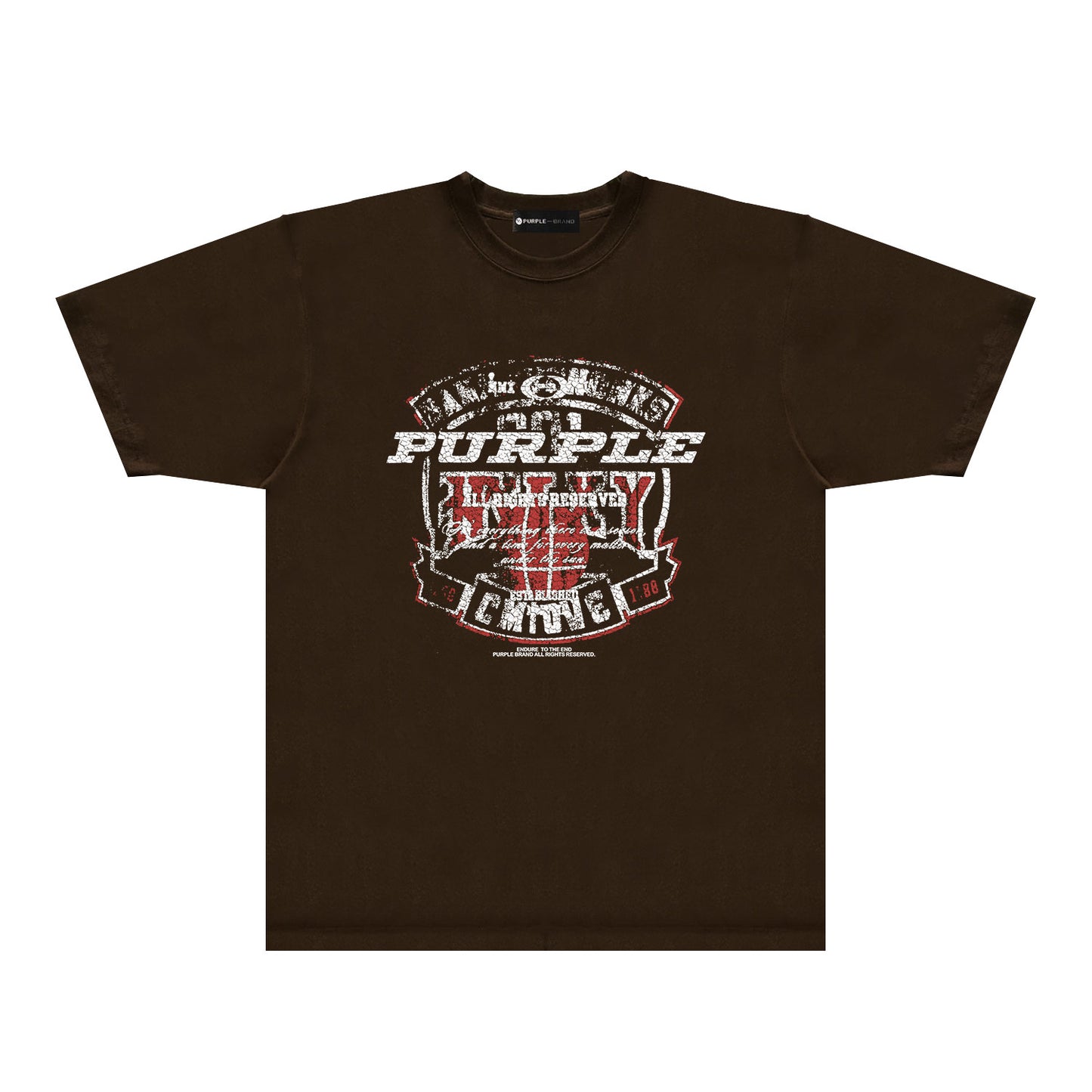 Purple Cracked Shield Graphic T-Shirt Short Sleeve Casual Streetwear Tee PUR156