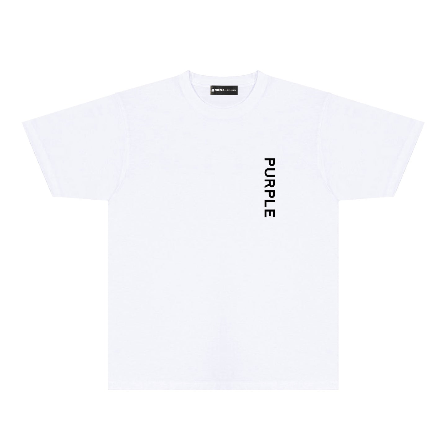 Purple Large Back Print Front Minimal Graphic T-Shirt Short Sleeve Casual Streetwear Tee PUR158