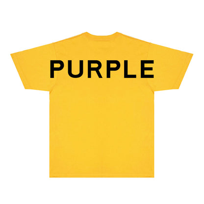 Purple Large Back Print Front Minimal Graphic T-Shirt Short Sleeve Casual Streetwear Tee PUR158