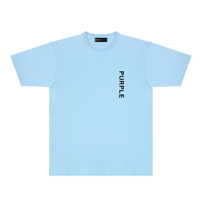 Purple Large Back Print Front Minimal Graphic T-Shirt Short Sleeve Casual Streetwear Tee PUR158