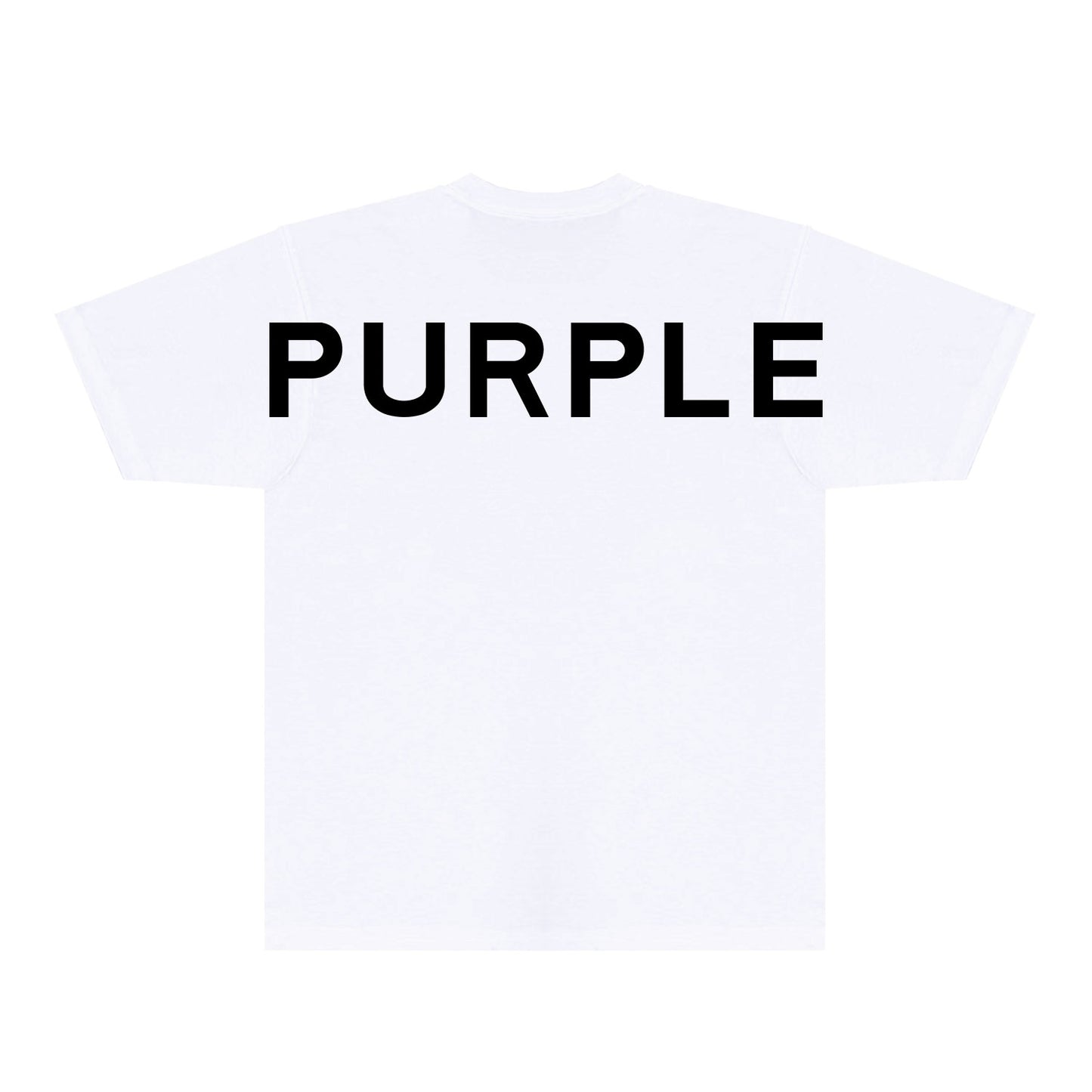 Purple Large Back Print Front Minimal Graphic T-Shirt Short Sleeve Casual Streetwear Tee PUR158