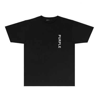 Purple Large Back Print Front Minimal Graphic T-Shirt Short Sleeve Casual Streetwear Tee PUR158