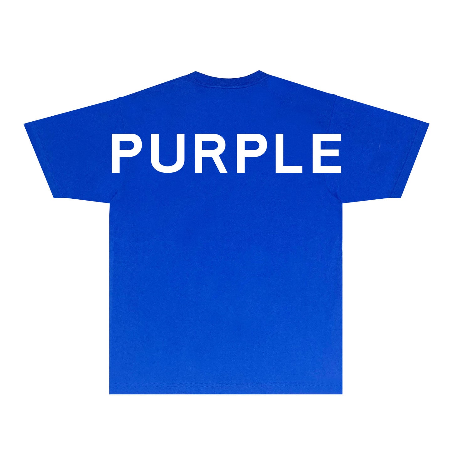 Purple Large Back Print Front Minimal Graphic T-Shirt Short Sleeve Casual Streetwear Tee PUR158