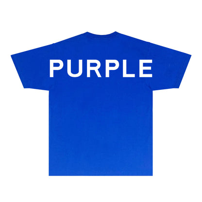 Purple Large Back Print Front Minimal Graphic T-Shirt Short Sleeve Casual Streetwear Tee PUR158