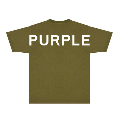 Purple Large Back Print Front Minimal Graphic T-Shirt Short Sleeve Casual Streetwear Tee PUR158