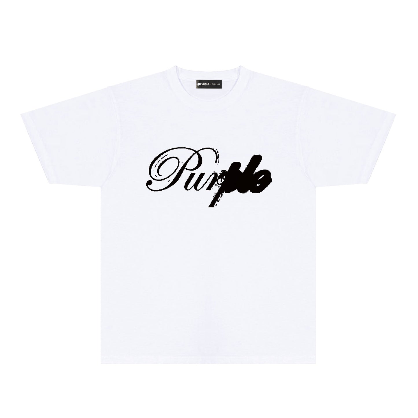 Purple Ink Typography Graphic T-Shirt Short Sleeve Casual Streetwear Tee PUR160