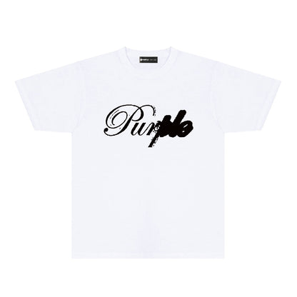 Purple Ink Typography Graphic T-Shirt Short Sleeve Casual Streetwear Tee PUR160