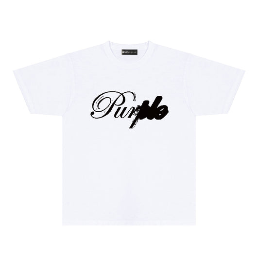 Purple Ink Typography Graphic T-Shirt Short Sleeve Casual Streetwear Tee PUR160