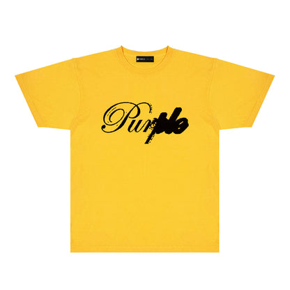 Purple Ink Typography Graphic T-Shirt Short Sleeve Casual Streetwear Tee PUR160