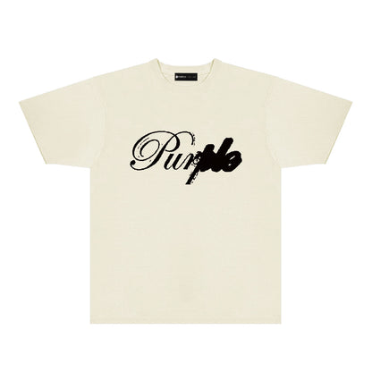Purple Ink Typography Graphic T-Shirt Short Sleeve Casual Streetwear Tee PUR160