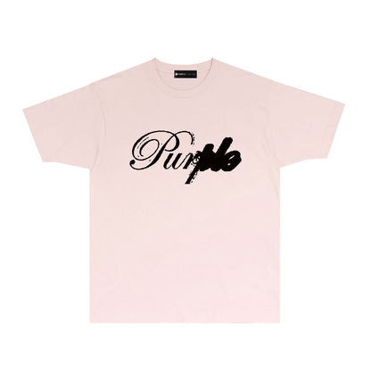 Purple Ink Typography Graphic T-Shirt Short Sleeve Casual Streetwear Tee PUR160