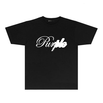 Purple Ink Typography Graphic T-Shirt Short Sleeve Casual Streetwear Tee PUR160