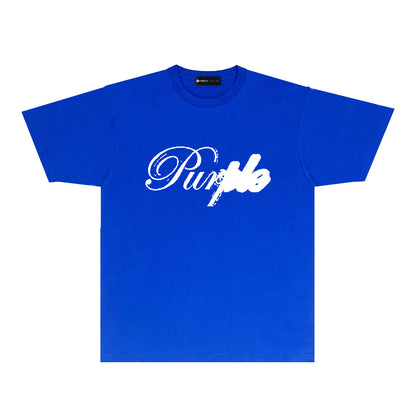 Purple Ink Typography Graphic T-Shirt Short Sleeve Casual Streetwear Tee PUR160