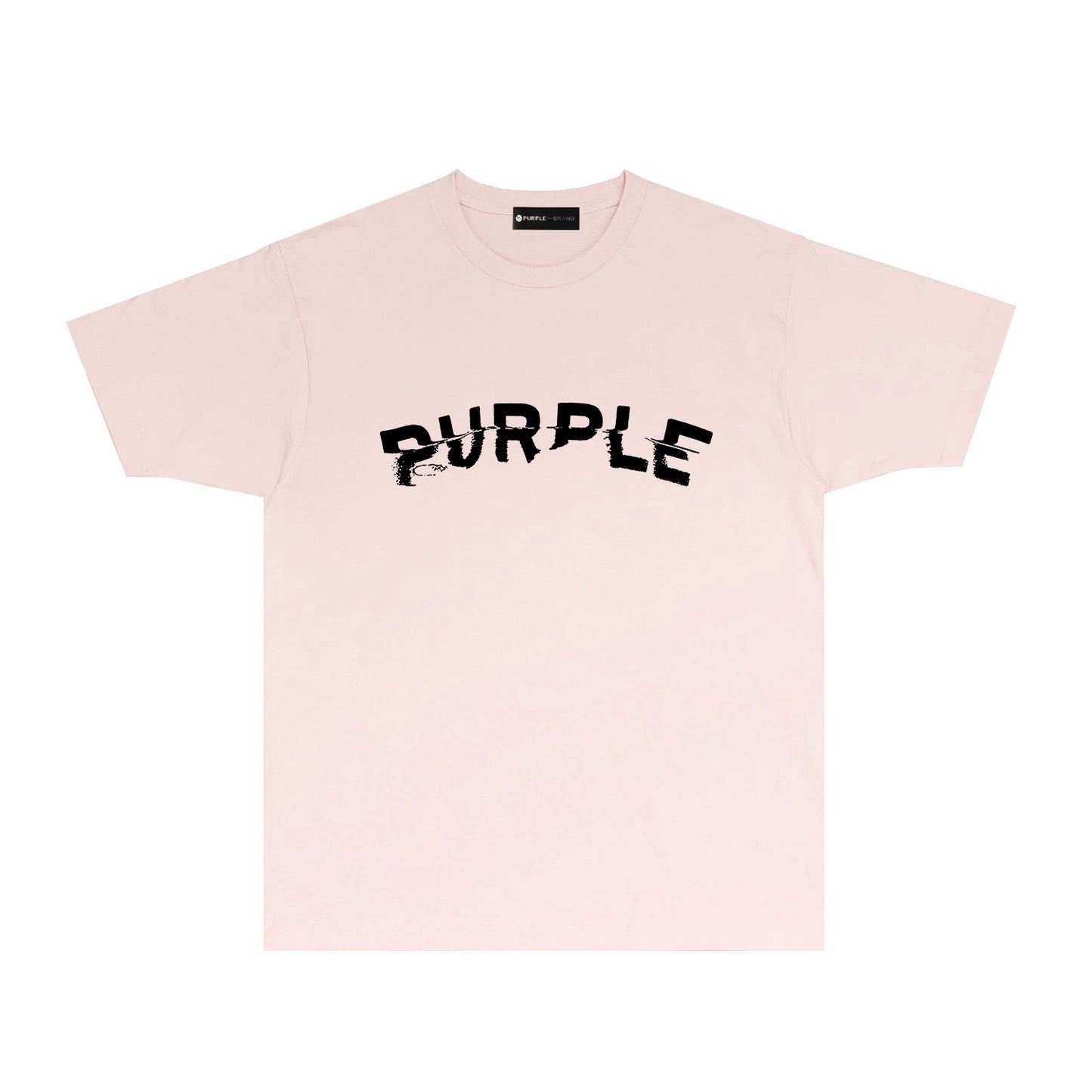 Purple Distorted Paint Splash Typography Graphic T-Shirt Short Sleeve Casual Streetwear Tee PUR162