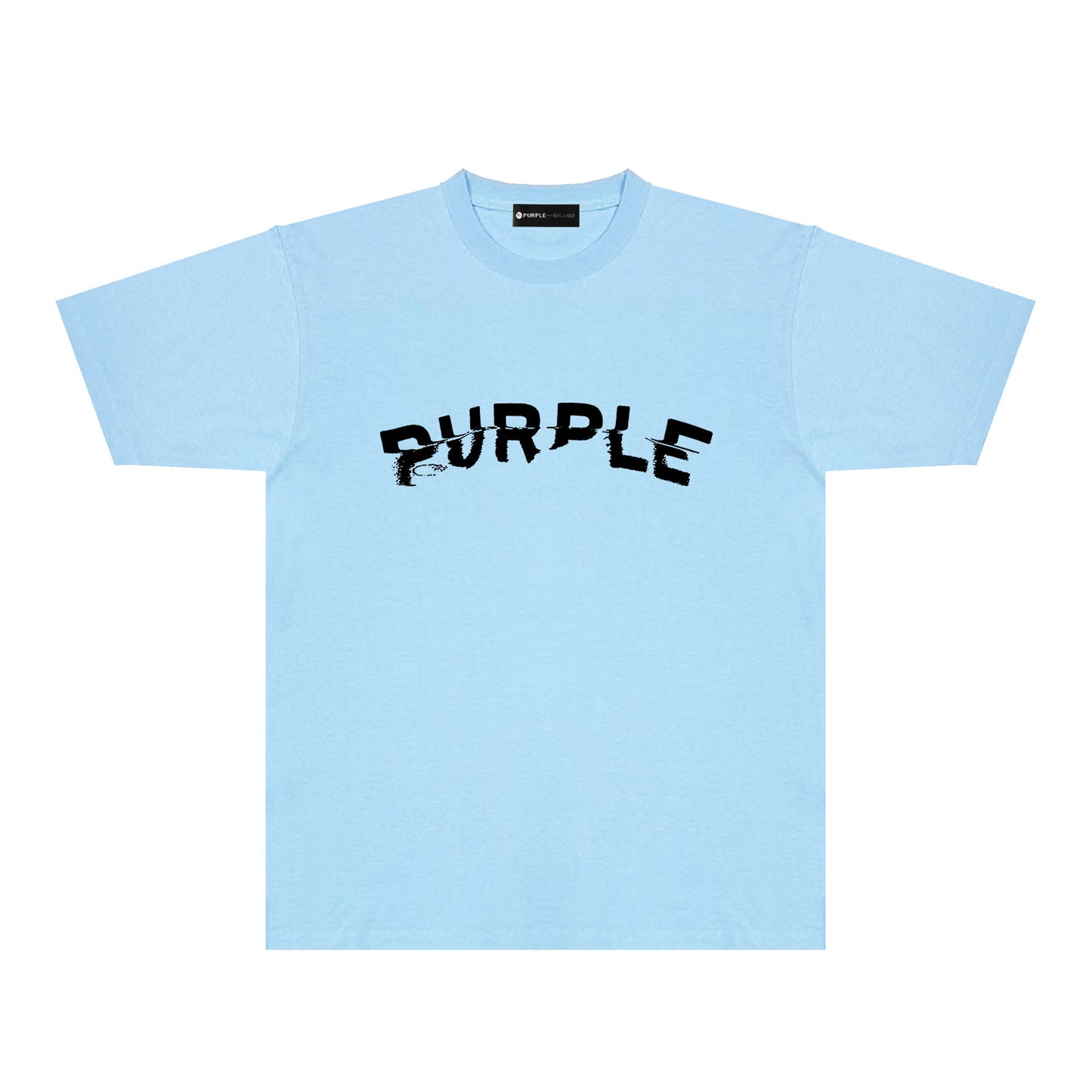Purple Distorted Paint Splash Typography Graphic T-Shirt Short Sleeve Casual Streetwear Tee PUR162