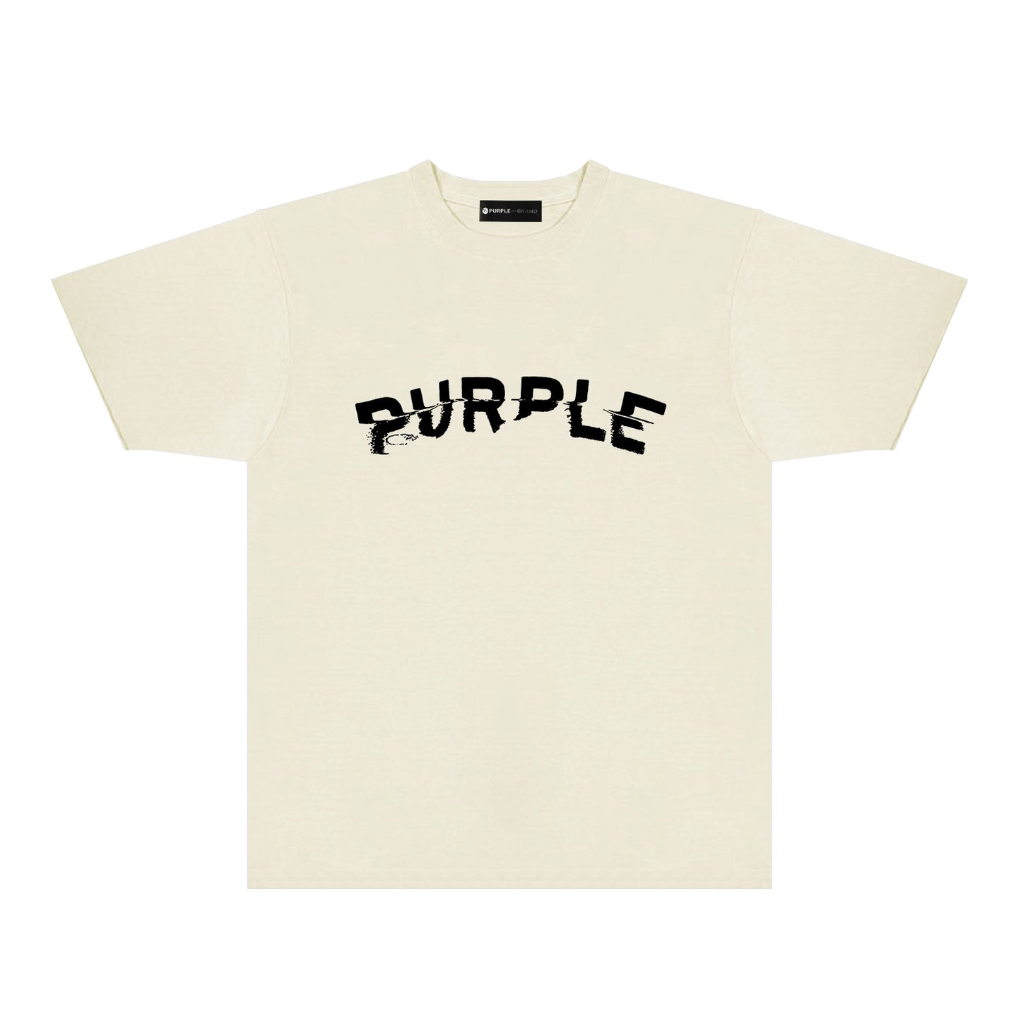 Purple Distorted Paint Splash Typography Graphic T-Shirt Short Sleeve Casual Streetwear Tee PUR162