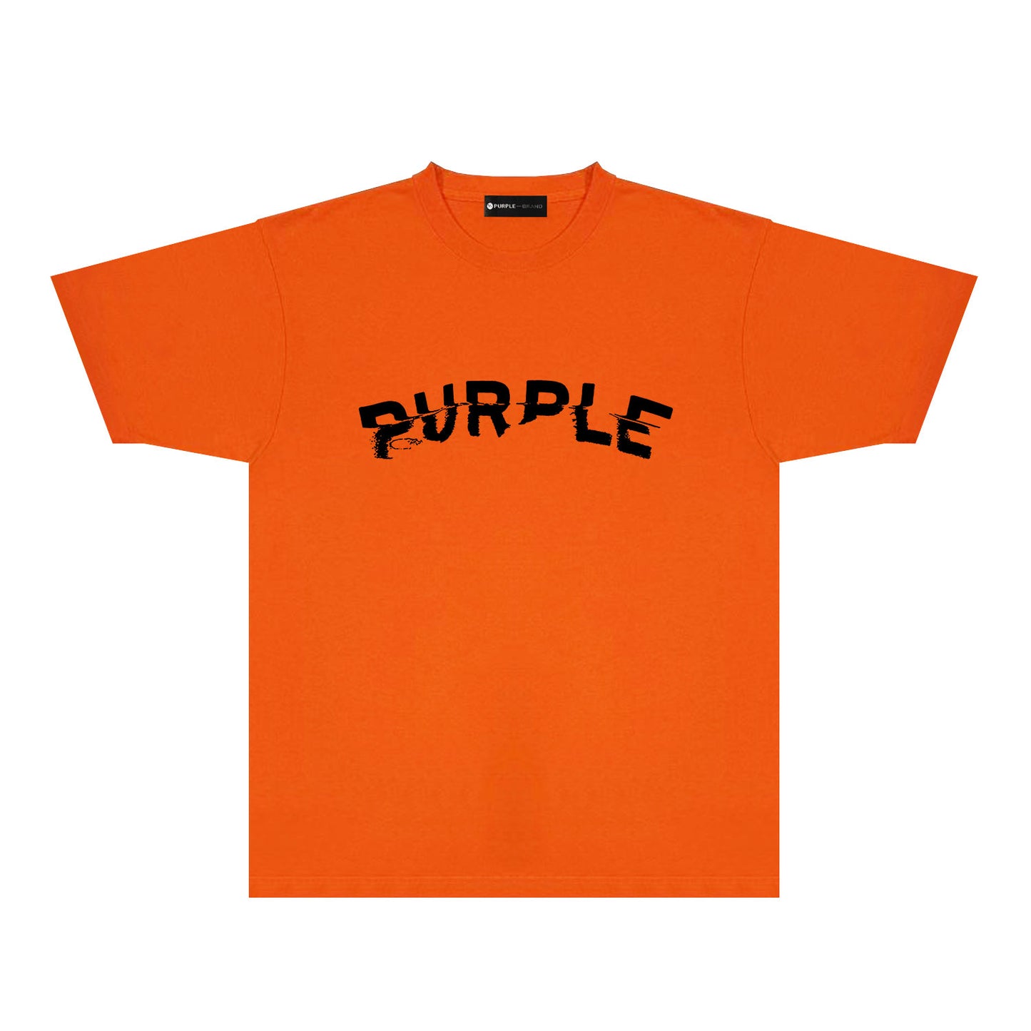 Purple Distorted Paint Splash Typography Graphic T-Shirt Short Sleeve Casual Streetwear Tee PUR162