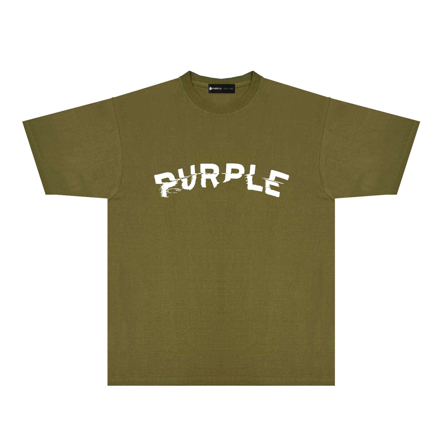 Purple Distorted Paint Splash Typography Graphic T-Shirt Short Sleeve Casual Streetwear Tee PUR162