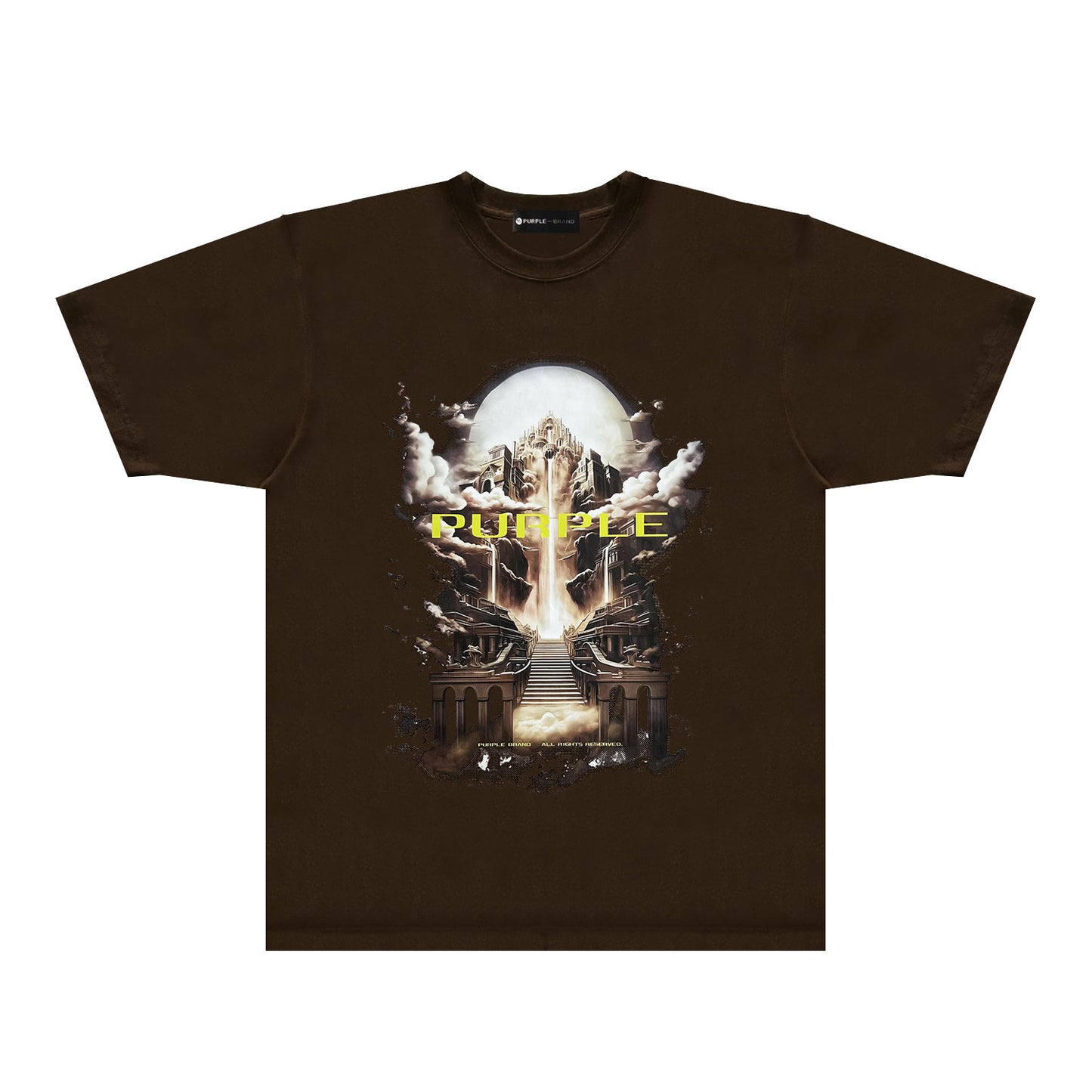 Purple Skyline Castle Graphic T-Shirt Short Sleeve Casual Streetwear Tee PUR163