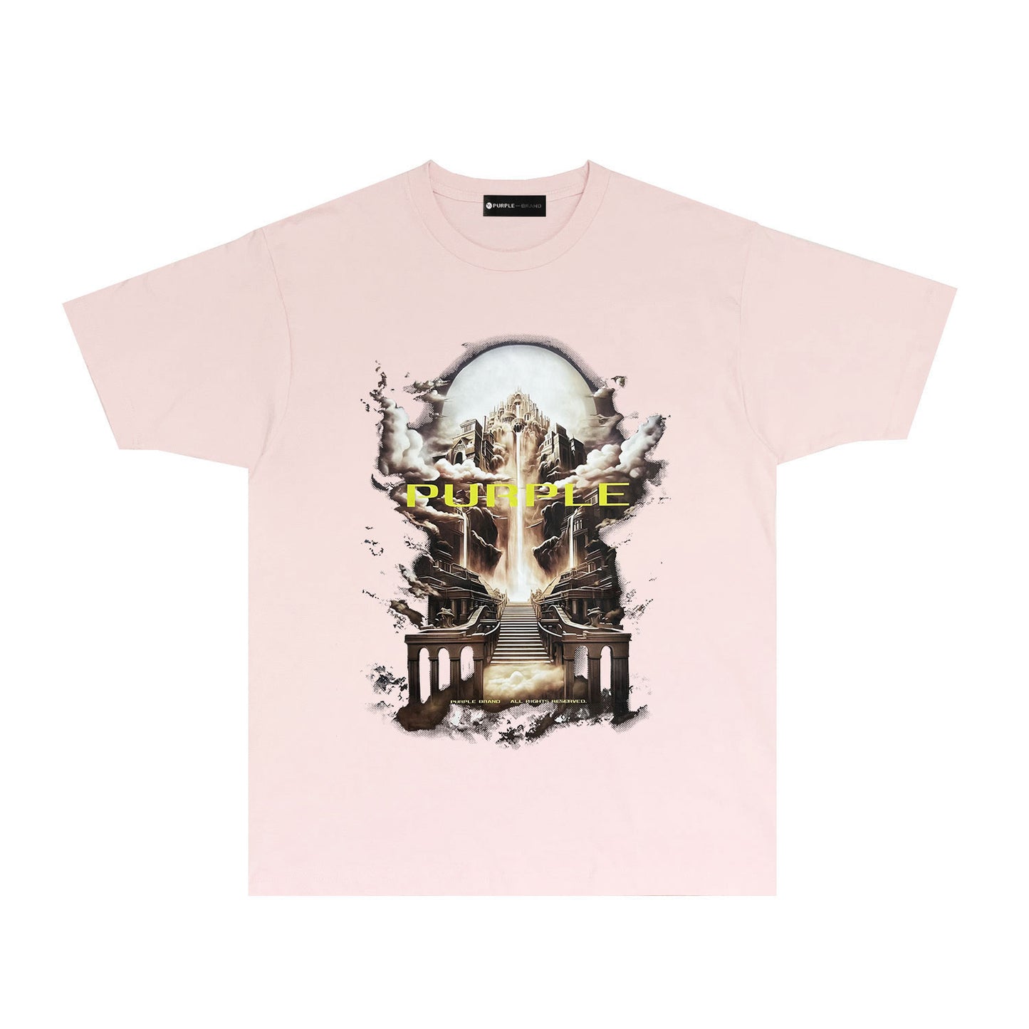 Purple Skyline Castle Graphic T-Shirt Short Sleeve Casual Streetwear Tee PUR163