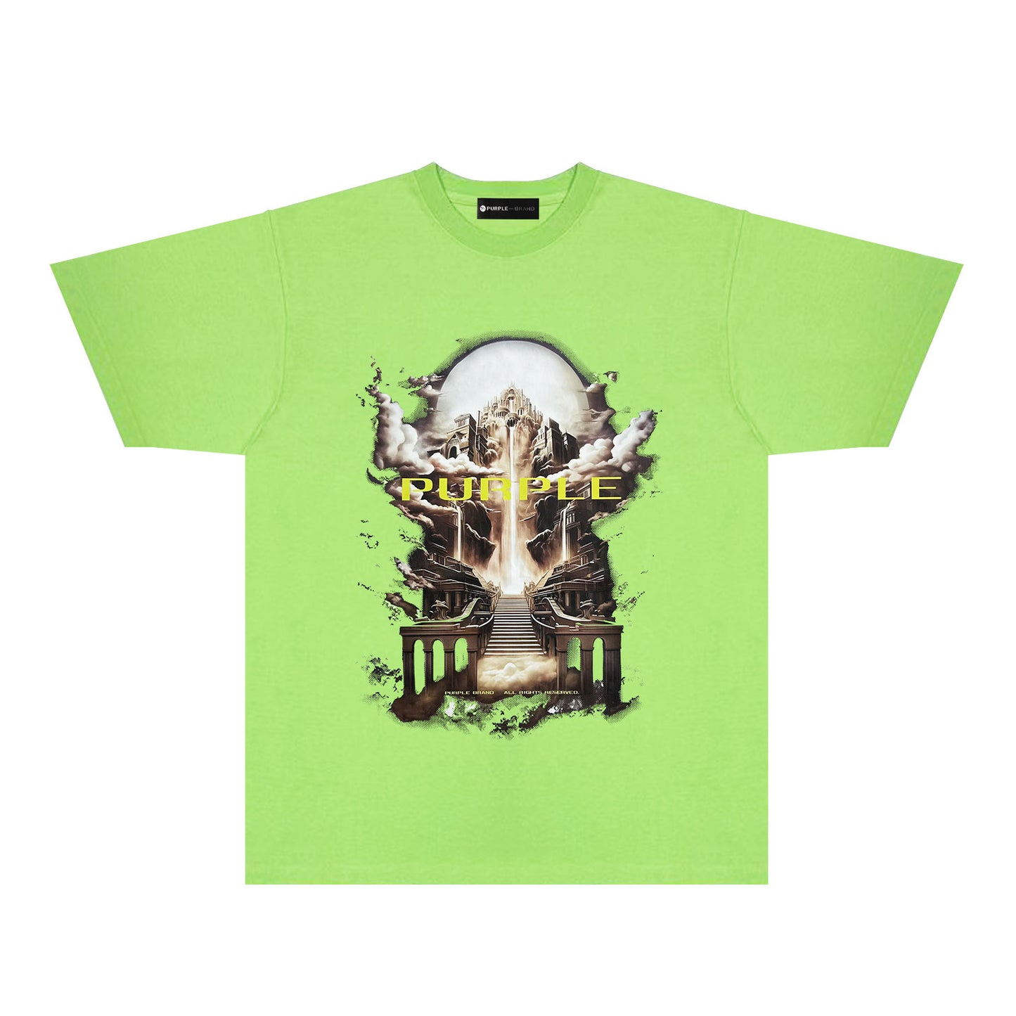 Purple Skyline Castle Graphic T-Shirt Short Sleeve Casual Streetwear Tee PUR163