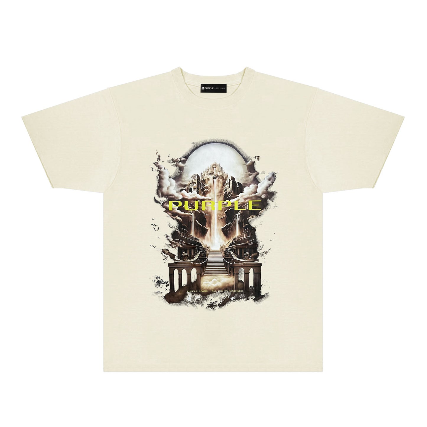 Purple Skyline Castle Graphic T-Shirt Short Sleeve Casual Streetwear Tee PUR163