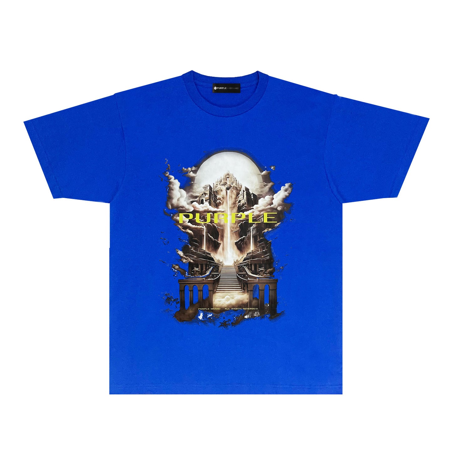 Purple Skyline Castle Graphic T-Shirt Short Sleeve Casual Streetwear Tee PUR163