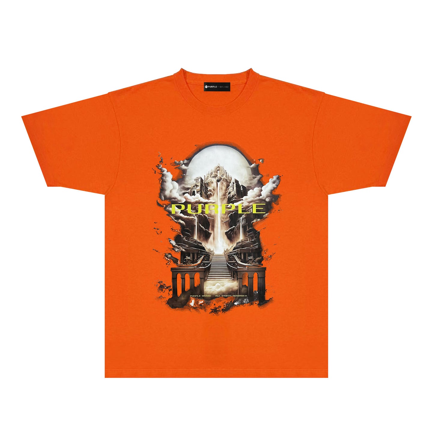 Purple Skyline Castle Graphic T-Shirt Short Sleeve Casual Streetwear Tee PUR163