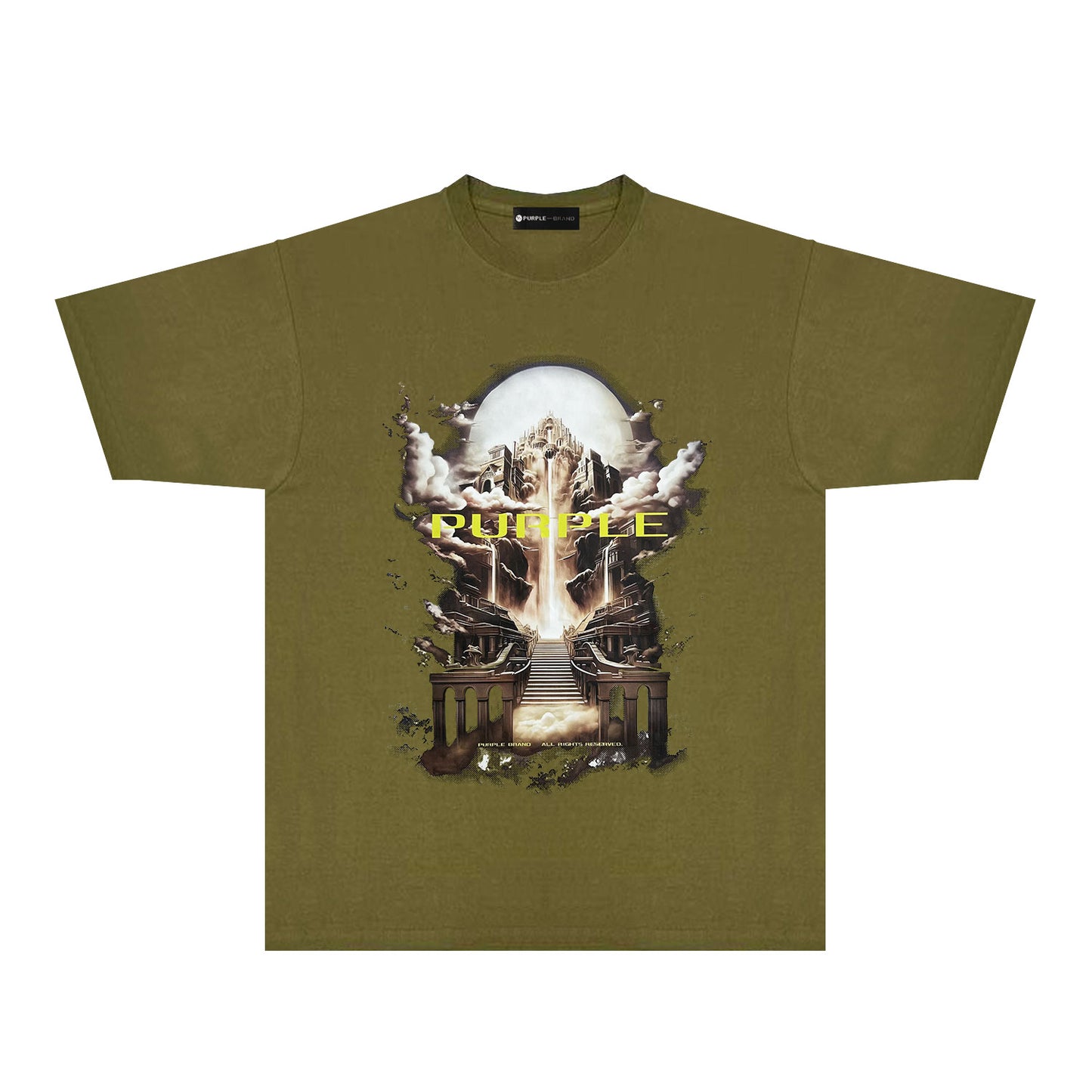 Purple Skyline Castle Graphic T-Shirt Short Sleeve Casual Streetwear Tee PUR163