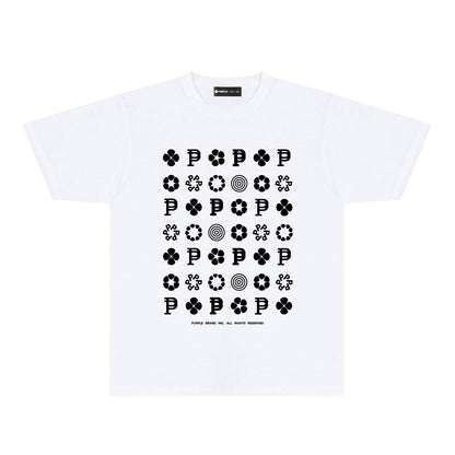 Purple Multi Small Logo Graphic T-Shirt Short Sleeve Casual Streetwear Tee PUR164