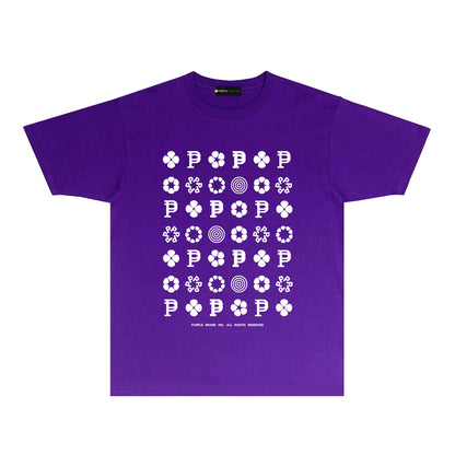 Purple Multi Small Logo Graphic T-Shirt Short Sleeve Casual Streetwear Tee PUR164