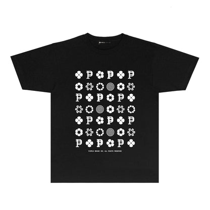 Purple Multi Small Logo Graphic T-Shirt Short Sleeve Casual Streetwear Tee PUR164