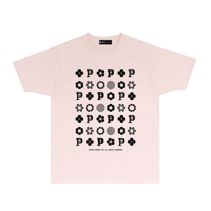 Purple Multi Small Logo Graphic T-Shirt Short Sleeve Casual Streetwear Tee PUR164