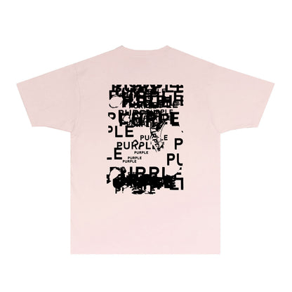 Purple Broken Point Graffiti Graphic T-Shirt Short Sleeve Casual Streetwear Tee PUR165