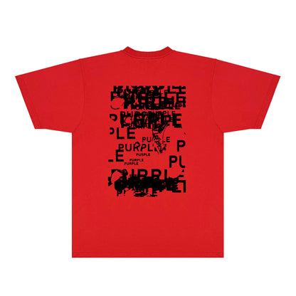 Purple Broken Point Graffiti Graphic T-Shirt Short Sleeve Casual Streetwear Tee PUR165