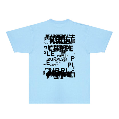 Purple Broken Point Graffiti Graphic T-Shirt Short Sleeve Casual Streetwear Tee PUR165