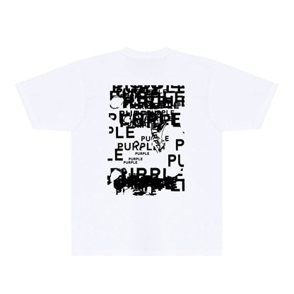 Purple Broken Point Graffiti Graphic T-Shirt Short Sleeve Casual Streetwear Tee PUR165