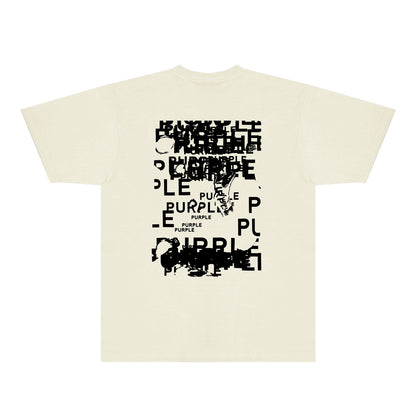 Purple Broken Point Graffiti Graphic T-Shirt Short Sleeve Casual Streetwear Tee PUR165