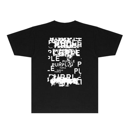 Purple Broken Point Graffiti Graphic T-Shirt Short Sleeve Casual Streetwear Tee PUR165